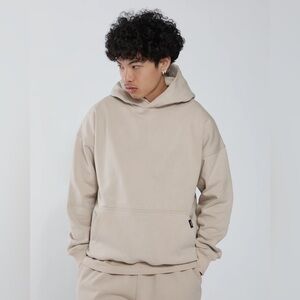 Hours Pullover Drop Shoulder Hoodie Vintage Bone Size Small